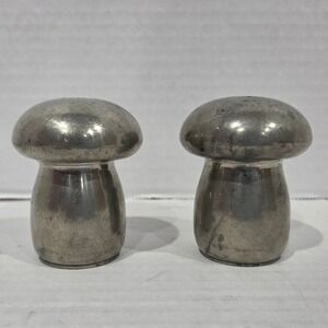 Kirk Pewter Mushroom Salt and Pepper Shakers Vintage Silver Tone Set
